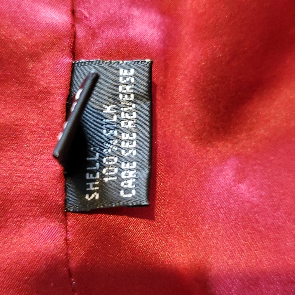 Carmen Marc Valvo Burgundy Strapless Cocktail Dress with Sheer Scarf - Picture 12 of 13